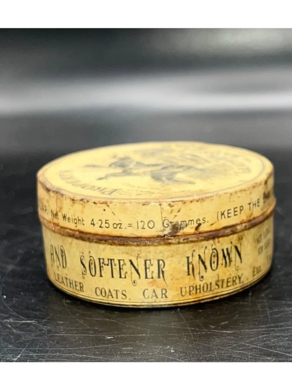Properts Leather And Saddle Soap Tin Vintage England Battersea Rusty Crusty